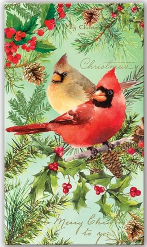 Christmas Cardinals - Hostess Gift - Decorative Matchbox / Museum Outlets #wallpaper Cardinal Xmas Decor, Christmas Chickadee, Snowman With Cardinal Painting, Merry Christmas Wall Art With Cardinals, Cardinals In Winter, Christmas Cardinals, Cardinals, Hostess Gifts, Christmas