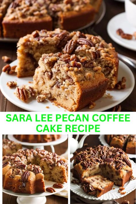 Sara Lee Pecan Coffee Cake Recipe, Pecan Coffee Cake, Coffee Cake Recipe, Sara Lee, Moist Cake, Easy To Make Desserts, Crunchy Pecans, Vanilla Pudding Mix, Coffee Cake Recipes