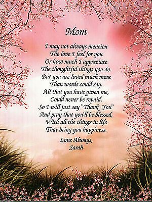 Personalized Poem for MOM for Her Birthday, Mother's Days, or JUST Because Gift | eBay Poem For My Mom, Poems For Your Mom, Poem For Mom, Thank You Mom Quotes, Love My Mom Quotes, Sister Poem, Birthday Message For Mom, Fathers Day Poems, Mom Birthday Quotes