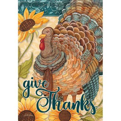 Carson Home Accents Sunflower Turkey 2-Sided Polyester 3.33 x 2.33 ft. Garden Flag Thanksgiving Flag, Fall Yard Decor, Thanksgiving Clipart, Holiday Monogram, Fall Garden Flag, Mailbox Covers, Garden Stand, Garden Flag Stand, Blue Backdrops