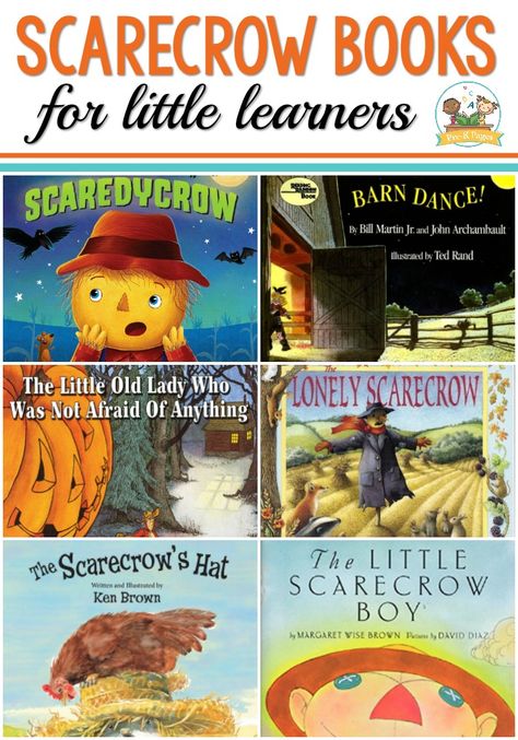 Pre-K books to read. Best Scarecrow Pre-K and Kindergarten books. A list of books about scarecrows for a fall or farm theme for preschool, pre-k, or kindergarten classrooms. Perfect for a harvest theme! Autumn Preschool Theme, Books For Preschool, Literacy Activities Preschool, Thanksgiving Crafts Preschool, Pre K Pages, Farm Preschool, Fall Lessons, List Of Books, Kindergarten Books