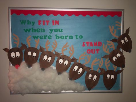 Rudolph Bulletin Board Ideas, Rudolph Classroom Door Decorating Ideas, Rudolph Bulletin Board, Reindeer Door Decoration For Classroom, Reindeer Bulletin Board Ideas, Reindeer Bulletin Board, Reindeer Bulletin Boards, Homeroom Mom, Classroom Door Decorating