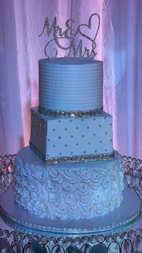 Royal Blue White And Silver Wedding Cake, Blue And Silver Wedding Cake, Wine Wedding Cake, Quinceañera Cakes, Sparkle Wedding Cakes, Silver And White Wedding, Castle Wedding Cake, Bling Wedding Cakes, Sky Blue Weddings