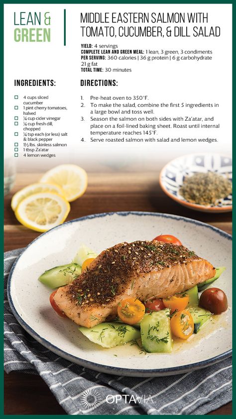 Dill Salad Recipe, Lean Dinners, Salmon Cucumber, Optavia Lean And Green Recipes, Medifast Recipes, Optavia Lean And Green, Lean Protein Meals, Lean And Green, Lean Meals