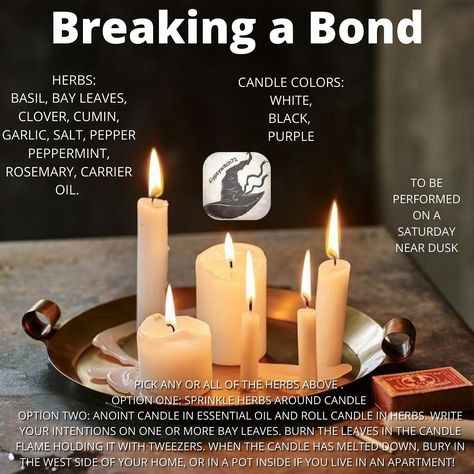 Candle Magick for breaking any type of bad attachment. Candle Magick Spells, Wiccan Candle, Rolled Candles, Fall Out Of Love, Candle Magic Spells, Jar Spells, Repeat After Me, Witch Candles, Magic Spell Book