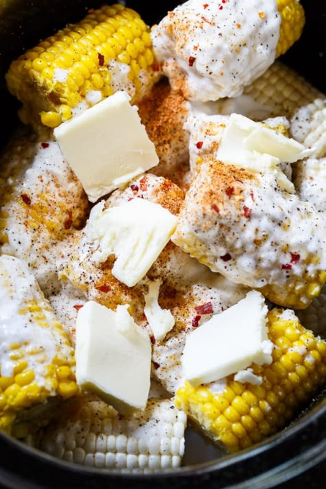 Crock Pot Corn on the Cob Crock Pot Corn, Cook Corn, Spicy Southern Kitchen, Spicy Corn, Buttered Corn, Southern Kitchen, Summer Corn, Crockpot Dishes, Corn Recipes