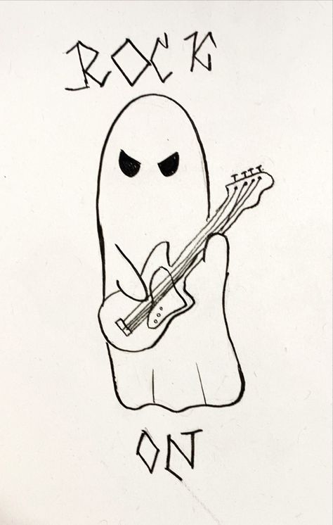 #art #artist #artwork #ghost #doodle #artistsoninstagram #artofinstagram #rockart #guitar #tattoo #tattooart Guitar Doodle, Ghost Doodle, Meaningful Tattoo Quotes, Ghost Tattoo, Guitar Tattoo, Meaningful Tattoo, Sketch Journal, Christmas Party Games, Tat Ideas