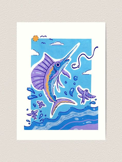 Sailfish Illustration, Animal Artwork, Fish Illustration, Animals Artwork, Acrylic Art Print, Ocean Life, Letter Art, Life Inspiration, Acrylic Art