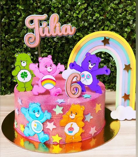 Care Bear Birthday Cake Ideas, Care Bear Cake Ideas, 1st Birthday Care Bears, Care Bears Cake Ideas, Care Bears Smash Cake, Carebear 1st Birthday Cake, Belle Birthday Cake, Care Bear Cakes, Care Bear Birthday