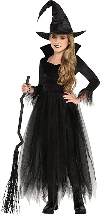 Amazon.com: Enchanted Witch : Clothing, Shoes & Jewelry Black Dress With Tulle, Best Kids Halloween Costumes, Steampunk Props, Black Witch Costume, Dress With Tulle Overlay, Full Length Black Dress, Witch Fancy Dress, Kids Witch Costume, Best Kids Costumes