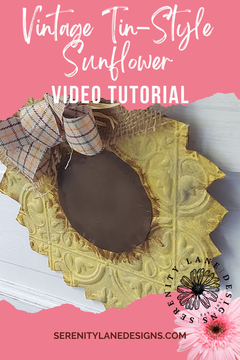 Looking for a budget-friendly fall craft? This DIY vintage tin-style sunflower is the perfect addition to your rustic fall decor! Made with a faux tin tile from Dollar Tree, cardboard, paint, and ribbon, this project is great for all crafting levels. Create a charming, farmhouse-inspired sunflower to bring a touch of fall into your home.🌻🍂

#DIYHomeDecor
#FallCrafts
#VintageDecor
#FarmhouseStyle
#SunflowerCrafts
#DollarTreeCrafts
#EasyFallDecor
#RusticDIY
#FallDecorIdeas
#BudgetFriendlyCrafts Dollar Tree Tin Tile Crafts, Tin Tile Crafts, Tree Cardboard, Cozy Rustic Decor, Faux Tin Tiles, Sunflower Crafts, Easy Fall Decor, Faux Tin, Tin Tiles