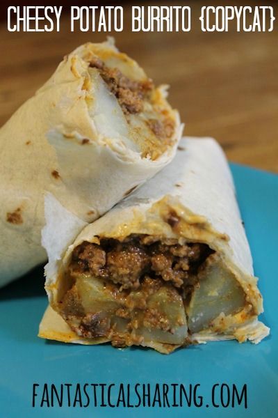 Potatoes With Ground Beef, Potato Burrito Recipe, Potato Burrito, Taco Bell Recipes, Seasoned Potatoes, Cheesy Potato, Burritos Recipe, Tacos And Burritos, Copycat Restaurant Recipes