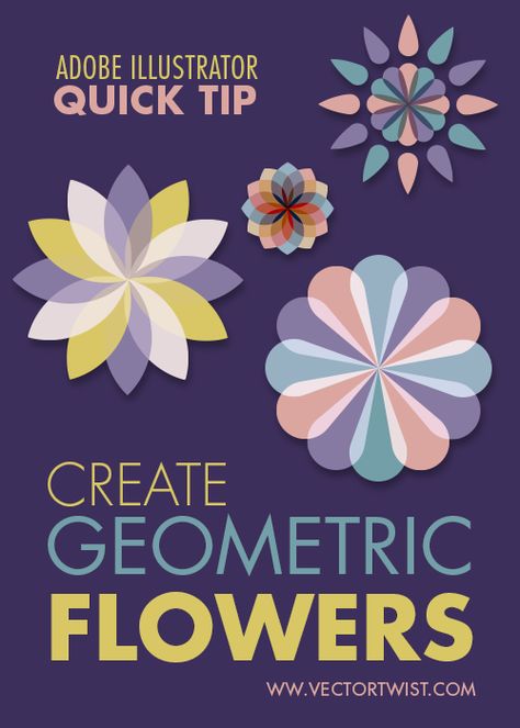 Flowers In Illustrator, Geometric Flowers, Flower Tile, Adobe Illustrator Tutorials, Geometric Flower, Affinity Designer, Graphic Design Tips, Illustrator Tutorials, Mural Wall Art