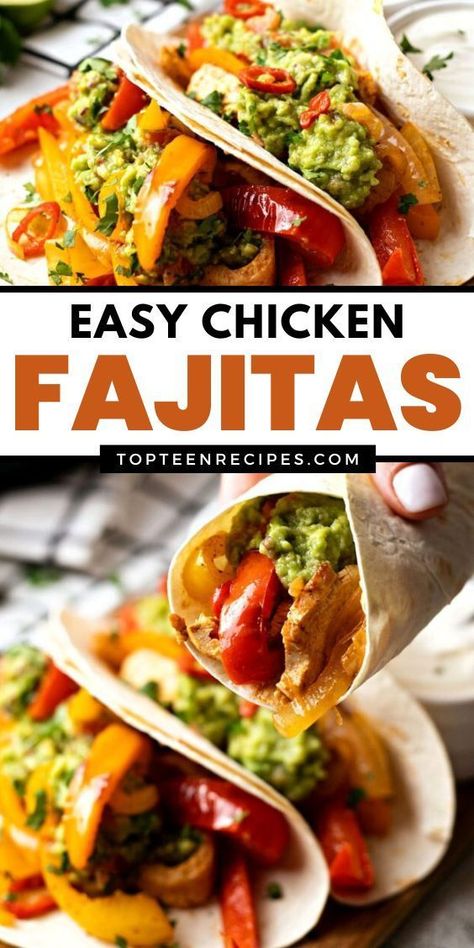 This super easy chicken fajita recipe is one of my all-time favorite dinners because it’s very versatile. You can make it with different veggies and spices. Easy Chicken Fajita Recipe, Veggie Noodles Recipes, Chicken Fajitas Recipe, Easy Chicken Fajitas, Guacamole Ingredients, Fajitas Recipe, Honey Bbq Chicken, Chicken Fajita Recipe, Chicken Fajita