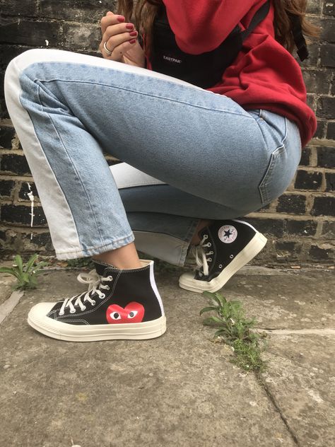 Converse Play Outfit Women, Play Converse Outfit, Commes Des Garcons Outfit, Converse Play Outfit, Converse Play, Play X Converse, Garcons Converse, Comme Des Garcons Converse, Life Gets Better