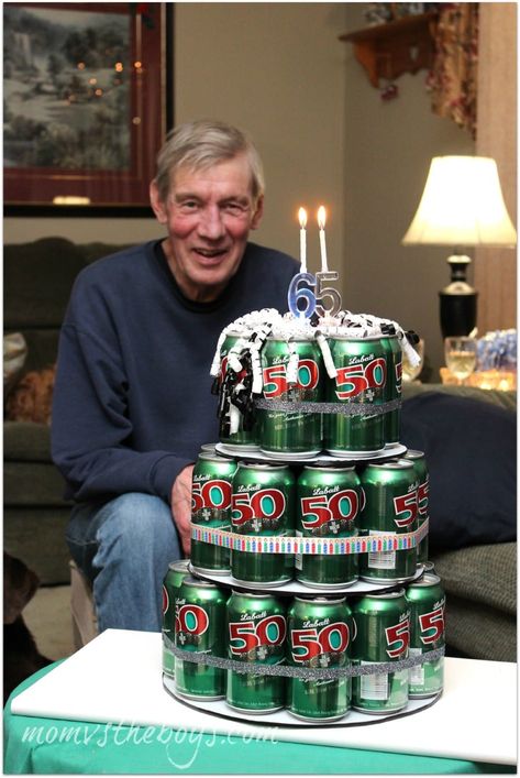 Celebrate a beer lovers birthday with this beer can birthday cake! #beercancake #beer #birthday #malebirthday Beer Can Cake, Mens Birthday Party Decorations, Beer Can Cakes, Diy Birthday Gifts For Him, Alcohol Cake, 60th Birthday Party Decorations, Cake In A Can, Casino Roulette, Beer Cake