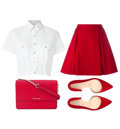 Red is a commanding colour that is elevated in its standard when paired with smart garments. Red And White Outfit, Red And White Outfits, Stile Blair Waldorf, Mode Chanel, Mode Kpop, Mode Ootd, Red Skirts, Looks Chic, Kpop Fashion Outfits