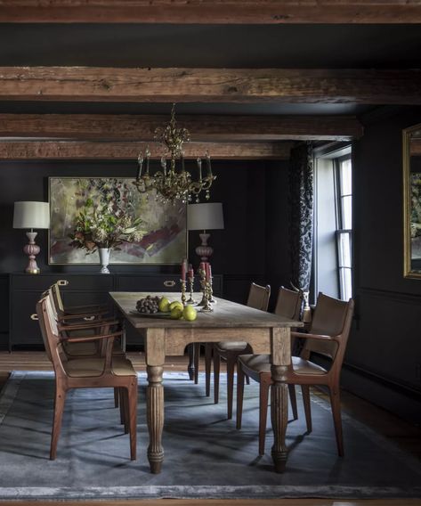 Introducing 'Dark Academia’ – the mysterious interiors trend | Homes & Gardens Dark Academia Interior, Modern Pantry, Black Paint Color, White Ceiling, Painting Trim, Painting Kitchen Cabinets, Kitchen Cabinetry, Interior Trend, Blue Walls