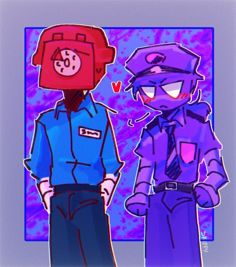 Vincent And Phone Guy, Fnaf Purple Guy Fanart, Phone Guy X Purple Guy, Fnaf Phone Guy, Vincent Bishop, Purple Pie Man, Vincent Fnaf, Rebornica Fnaf, Phone Guy