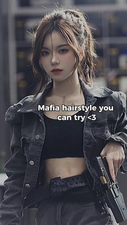 Music Video Hairstyles, Mafia Hairstyle Girl, Hair Styles Tomboy, Mafia Hairstyle, Korean Braided Hairstyle, Mafia Girl Aesthetic, Tomboy Hair, Aesthetic Hairstyle, Fighter Workout