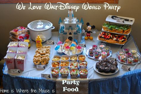 What?! A Disney-World-themed birthday party, complete with homemade versions of all the famous WDW food! This would be perfect for Carter's 3rd birthday party, the week after we get back from the Polynesian Resort!!! Disney Snacks For Party, Disney World Centerpieces, Disney World Birthday Party Ideas, Walt Disney World Birthday Party Theme, Disney Parks Themed Party, Disney Food Party, Walt Disney World Birthday Party, Disney Theme Party Food, Disney Birthday Food