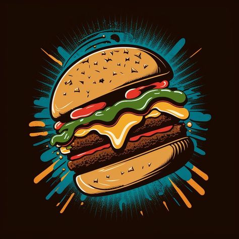 Burger Pop Art, Black Image, Neon Art, Food Truck, Pop Art, Graffiti, Neon, Fan Art, ? Logo