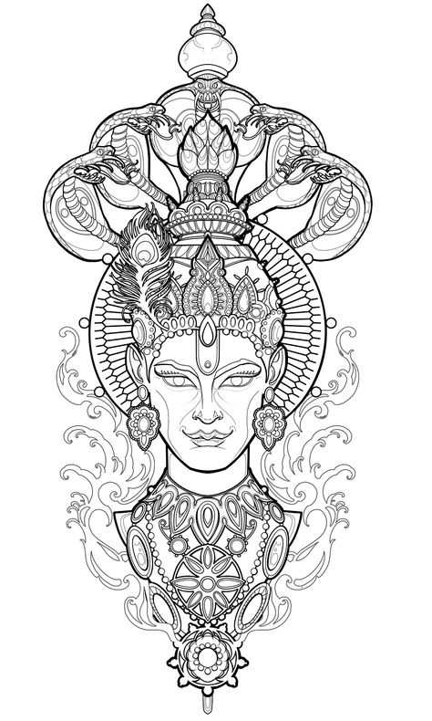 Vishnu Tattoo Design, Lord Vishnu Tattoo, Vishnu Tattoo, Name Tattoo Ideas, Vishnu Ji, Shoulder Tattoos For Women, Krishna Ji, Shiva Art, Lord Vishnu