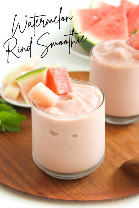 Watermelon Rind Smoothie - fANNEtastic food Mango Ginger Smoothie, Watermelon Smoothie Recipe, Watermelon Rind Recipes, Watermelon Smoothie Recipes, Watermelon Smoothie, Slushie Recipe, Seasonal Eating, Healthy Breakfast Recipe, Frozen Watermelon