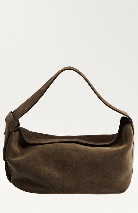 Massimo Dutti Bags, Wardrobe Makeover, Green Accessories, Bag Green, Magnetic Clasp, Massimo Dutti, Green Bag, Suede Leather, Leather Shoulder Bag