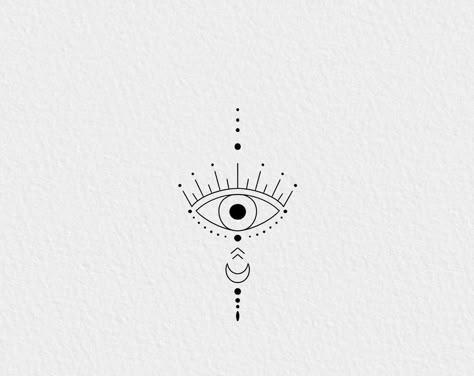 Protection Eye Tattoo, Hamsa Tattoo Design Simple, Simple Greek Tattoos, Greek Evil Eye Tattoo, Tattoo Fixes, Third Eye Tattoos, Minimalistic Tattoo Ideas, Small Chest Tattoos, Evil Eye Tattoo