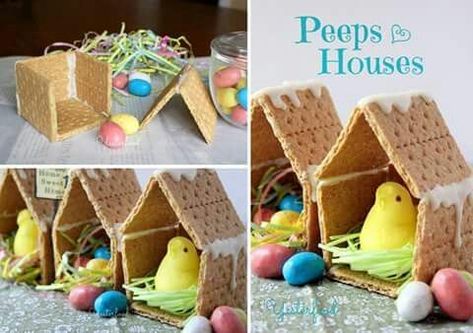 Images By Jo Hurd On Recipes FD9 Easter Gingerbread House, Graham Cracker House, Diy – Velikonoce, Jeans Crafts, Dessert Oreo, Easter Snacks, Fun Easter Crafts, Easter Decorations Dollar Store, Decorations Table