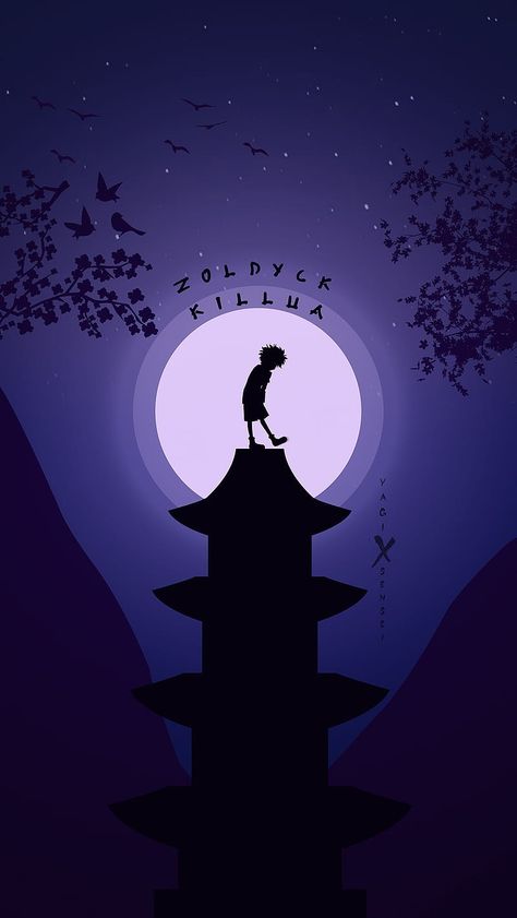 Silhouette Wallpaper, Moon At Night, Killua Zoldyck, Anime Wallpapers, Hunter X Hunter, Full Hd, Aesthetic Anime, Moon, Wallpapers