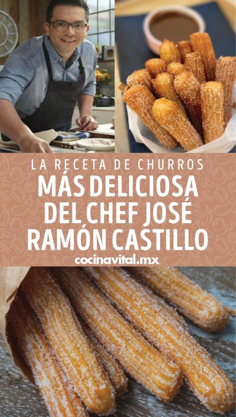 ¡Van perfecto con un chocolatito caliente! Checa esta receta de churros más deliciosa del chef José Ramón Castillo de Master Chef Celebrity. Mexican Churros Recipe, Brunch Recipies, Chef Cake, Mexican Bread, Churros Recipe, Mexican Dessert Recipes, Best Carrot Cake, Deli Food, Mexican Dessert