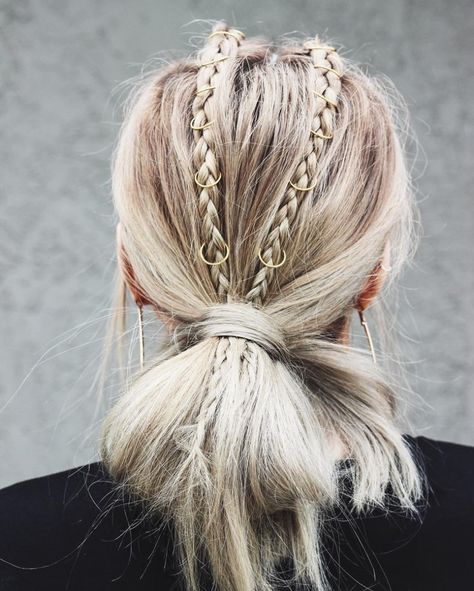 Jewelry For Hair, Half Braided Hairstyles, Triangle Braids, Loose French Braids, Braids With Shaved Sides, Hair Cuffs, Types Of Braids, Boring Hair, Two Braids