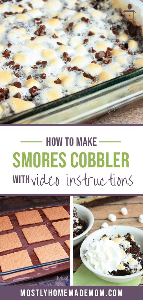 S’mores Cobbler, Smores Cobbler, Pudding Chocolate Cake, Smores Pudding, Dessert Smores, Peanut Butter Smores, Baked Smores, Easy Smores, Fudgy Cake