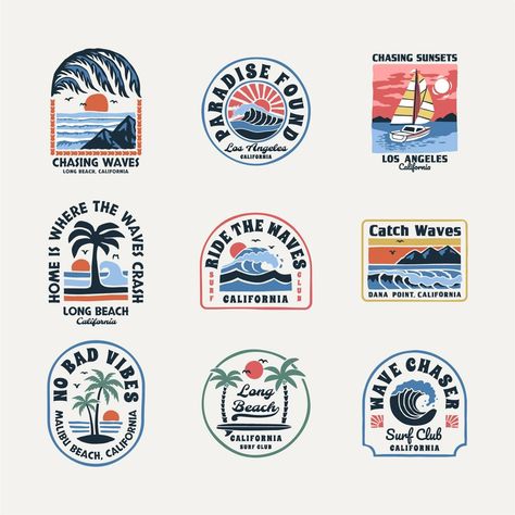 @cddesign.shop • Instagram photos and videos Tropical Graphic Tee, Beach Club Logo, Logo Design Travel, Beach Graphic Design, Surf California, Summer Graphics, Retro Surf Art, Logo Reference, Waves Sunset