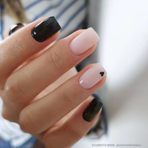 Nails For A Black Dress, Fun Black Nails, Nail Deisgn, Black Summer Nails, Girly Nails, Birthday Sleepover, Unghie Sfumate, Simple Gel Nails, Casual Nails