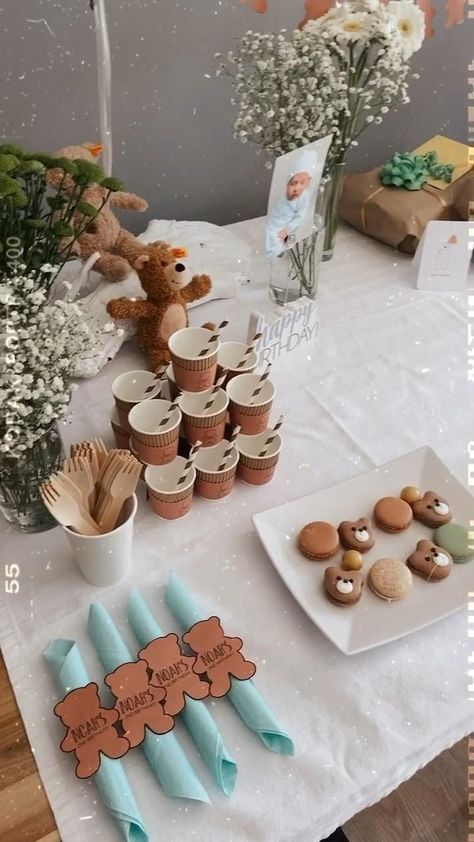 Kids party decor [Video] in 2022 | Birthday party centerpieces, Baby birthday shoot, Baby bear baby shower Brown And Beige Birthday Theme, Teddy Themed Birthday Party, Bear Decorations Party, Bear Birthday Decorations, First Birthday Neutral, Baby Bear Birthday Party, Teddy Bear First Birthday, Baby Shower Oso, Kids Party Decor