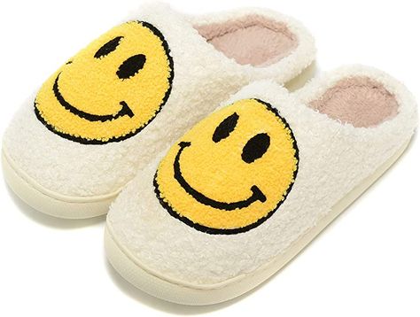 Retro Fuzzy Face Slippers for Women Men, Retro Soft Fluffy Warm Home Non-Slip Couple Style Casual Smiley Face Slippers Indoor Outdoor Anti-Skid Warm Cozy Foam Slide Fuzzy Slides with Soft Memory Foam Shoes Fuzzy Slides, Laughing Face, Preppy Women, Yellow Smiley Face, Memory Foam Shoes, Plastic Heels, Plush Slippers, Indoor Slippers, Cute Slippers