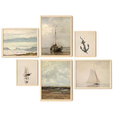 PRICES MAY VARY. Captivating Vintage Coastal Wall Art - Vintage Nautical Poster: Elevate your space with coastal wall art that exudes timeless allure. Perfect for coastal farmhouse decor and adding a vintage antique touch to your home decoration, living room, bedroom, kitchen Vintage Ocean Poster Set: 2 posters sized 12x16 inches, 2 posters 11x14 inches, and 2 posters 8x10 inches, offering versatile display for your rustic ocean wall decor and coastal country bathroom decor Perfect Gift for Ocea Coastal Cottage Wall Decor, Vintage Coastal Aesthetic, French Country Coastal, Classy Nautical Decor, French Coastal Decor, Nautical Gallery Wall, Vintage Coastal Decor, Neutral Coastal Decor, Bedroom Art Above Bed