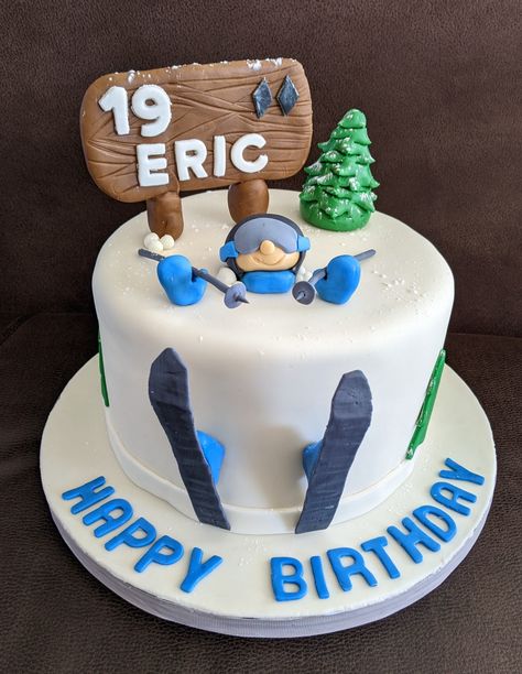 Ski Theme Birthday Cake Ski Theme Birthday Cake, Skiing Cakes Birthdays, Ski Cake Ideas Birthday, Skiing Birthday Cake, Skiing Cake Ideas, Ski Cake Ideas, Ski Birthday Cake, Snowboard Cake, Ski Cake