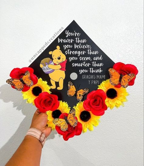 Pooh Graduation Cap, Winnie The Pooh Graduation Cap, Winnie The Pooh Graduation, Pooh Graduation, College Cap Decorations, Social Work Graduation Cap, Graduation Cap Decoration Teacher, Social Work Graduation, Cap Decoration Graduation