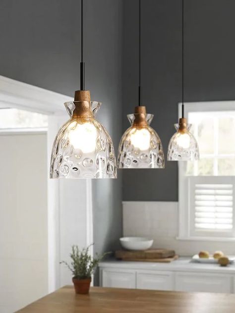 Vintage Glass Pendant Light-B – Leeyhome Unique Pendant Lighting, Dining Table Lights, Canopy Ceiling, Lights Over Kitchen Island, Dining Room Ceiling Lights, Clear Glass Pendant Light, Led Tape Lighting, Home Making, Kitchen Refresh