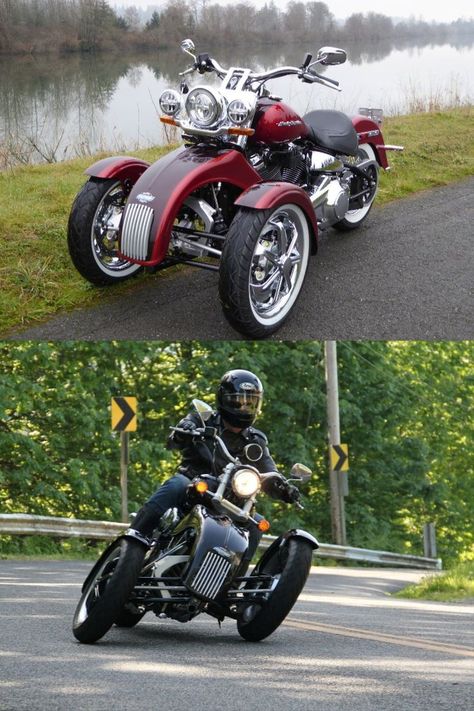 The three-wheel motorcycle conversion that lets you lean Motorcycle Trike Kits, 3 Wheel Motorcycle, Apocalypse Survival Gear, Trike Kits, Three Wheel Motorcycles, The Third Wheel, Harley Davidson Trike, Reverse Trike, Trike Motorcycle