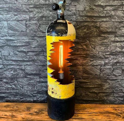 Steampunk-inspired lamp designs to add some grunge + cool factor to your living space! - Yanko Design Metal Lighting Design, Industrial Lamp Design, Lampe Steampunk, Firefighter Decor, Handmade Desks, Essential Products, Steampunk Lamp, Wall Mounted Lamps, Fire Extinguishers