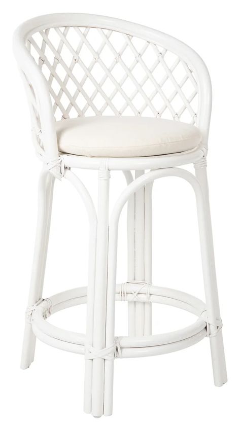 Lindy Counter & Bar Stool Cross Counter, White Kitchen Counters, Summer Room Decor, Rattan Counter Stools, High Top Tables, Backyard Fireplace, Beach House Kitchens, Rattan Side Table, Kitchen Counter Stools