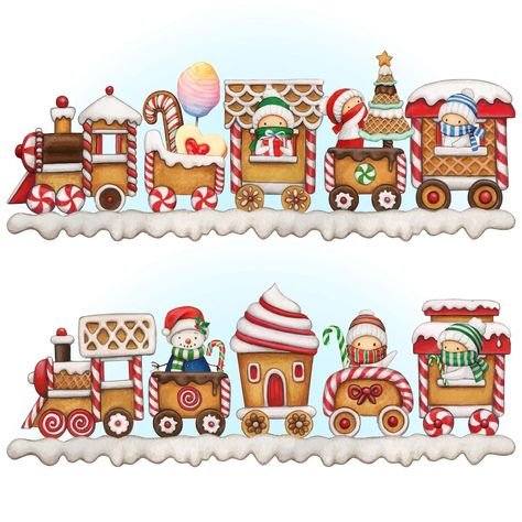 Christmas Train Illustration, Gingerbread Train, Nail Art Noel, Train Drawing, Christmas School, Christmas Train, Christmas Inspo, Gingerbread Houses, Christmas Drawing