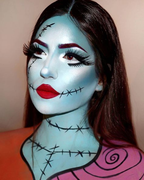 Sally Halloween Costume, Sally Makeup, Nightmare Before Christmas Costume, Sally Costume, Holloween Makeup, Cute Halloween Makeup, Halloween Makeup Pretty, Cool Halloween Makeup, Sally Nightmare Before Christmas