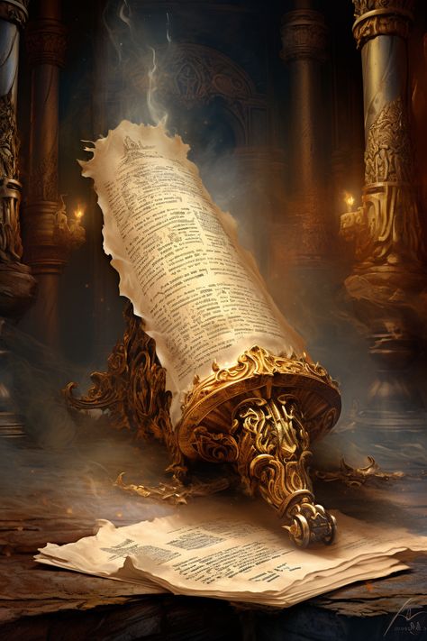 Tomes And Scrolls, Fantasy Scroll Art, Fantasy Scroll, Fantasy Book Art, Magic Scroll, Ancient Scrolls, Magical Item, Ancient Scroll, Magical Book