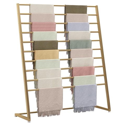 PRICES MAY VARY. 【METAL FRAME】: Freestanding scarf rack is made of metal Steel, eco-friendly painted surface, not easy to fade, scratch resistant, delicate and bright, will not scratch your precious scarves and scarves. 【HARDWARE FOOT MATS】: There are hardware feet at the bottom of the Hijab organiser, which are non-slip and wear-resistant, and won't damage the floor. 【SPACE EFFICIENT】: This leaning scarf hanger with ten bars, maximum storage of clothes while saving space, Make your closet styli Scarf Rack, Scarf Display, Blanket Rack, Scarf Storage, Scarf Holder, Pants Rack, Scarf Hanger, Tie Rack, Clothing Displays